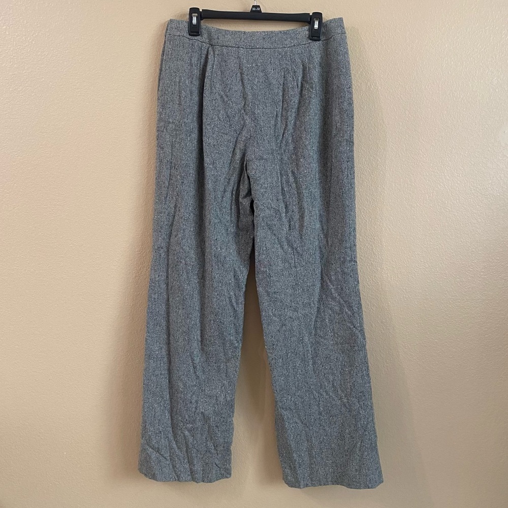 Talbots New Vintage Size 12 Herringbone Wide Leg Italian Wool Silk Dress Pants - Picture 3 of 7